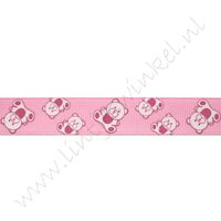 Baby Ripsband 16mm - Bär Rosa