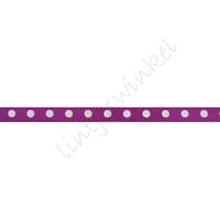 Satijnlint Stip 3mm - Violet Wit
