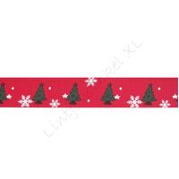 Ripsband Weihnachten 16mm - Weihnachtsbaum Rot Dunkel Grün
