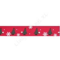 Kerstlint 16mm - Kerstboom Rood Donker Groen