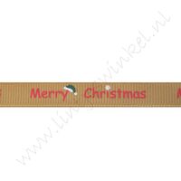 Kerstlint 10mm - Merry Christmas Kerstmuts Goud