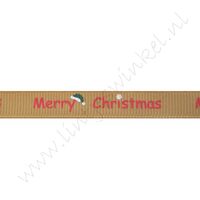 Ripsband Weihnachten 10mm - Merry Christmas Nikolausmütze Gold