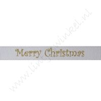 Kerstlint 10mm - Merry Christmas Zilver Goud