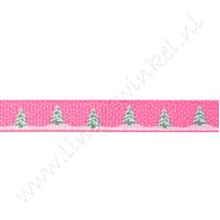 Ripsband Weihnachten 10mm - Schneebaum Pink