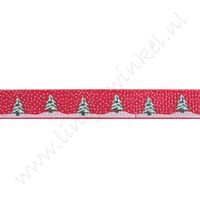 Kerstlint 10mm - Sneeuwboom Rood