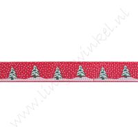 Ripsband Weihnachten 10mm - Schneebaum Rot