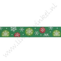 Kerstlint 16mm - Sneeuwvlok Groen Rood