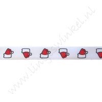 Satinband Weihnachten 10mm - Nikolausmütze Rot Weiß