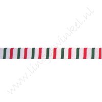 Kerstlint Satijn 10mm - Streep Wit