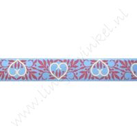 Satijnlint harten 16mm - Blauw Rood