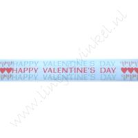 Satijnlint harten 16mm - Happy Valentine