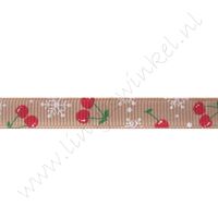 Lint met print 10mm - Kers Beige