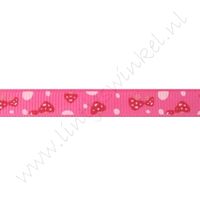 Ripsband Aufdruck 10mm - Pilz Pink