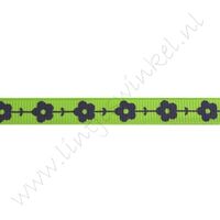 Ripsband Blumen 10mm - Lime Marine