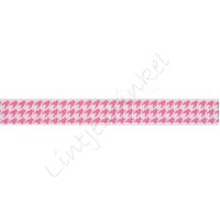 Ripsband Aufdruck 10mm - Pied de Coq Pink