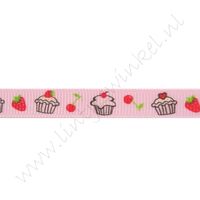 Lint met print 10mm - Taartje Roze