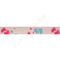 Baby lint 10mm - Voetjes Roze Pink