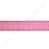 Ripsband Aufdruck 16mm - Spitzenkante Rosa