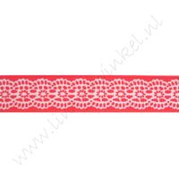 Ripsband Aufdruck 16mm - Spitzenkante Rot
