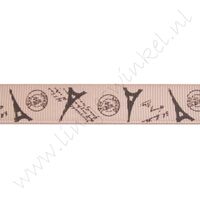 Lint met print 16mm - Parijs Licht Bruin