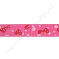 Lint met print 16mm - Paddenstoel Pink