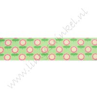 Lint bloemen 22mm - Mini Groen Roze Geel