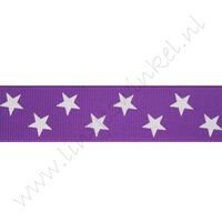 Ripsband Mini Sterne 22mm - Lila Weiß