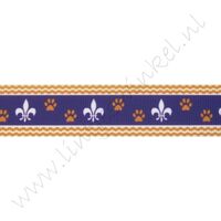 Lint met print 22mm - Pootadruk Fleur-de-lis