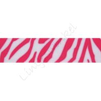 Lint met print 22mm - Zebra Pink Wit