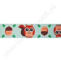 Lint met print 22mm - Eekhoorn Groen