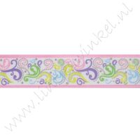 Ripsband Aufdruck 22mm - Curls Pastell