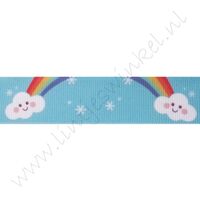 Ripsband Aufdruck 22mm - Regenbogen Wolke