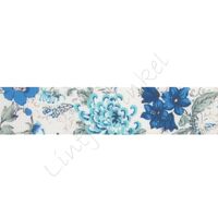 Lint bloemen 25mm - Wit Donker Blauw