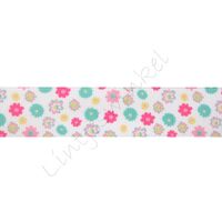 Lint bloemen 25mm - Mini Wit Pastel Mix