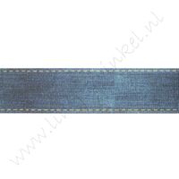 Ripsband Aufdruck 25mm - Jeans Denim Stickerei