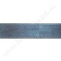 Lint met print 25mm - Jeans Denim Stiksel