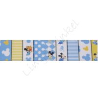 Baby lint 25mm - Mickey Blauw Geel