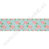 Lint bloemen 25mm - Rozen Aqua Roze