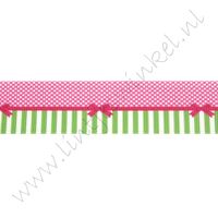 Ripsband Aufdruck 25mm - Punkte Schleife Streifen Pink Lime