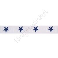 Ripsband Sterne 10mm - Weiß Marine