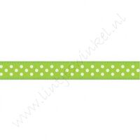 Satinband Punkte 10mm - Apfel Grün Weiß