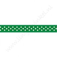 Satijnlint Stip 10mm - Groen Wit