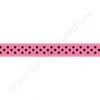 Satijnlint Stip 10mm - Pink Zwart