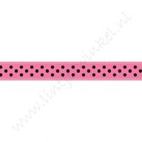 Satinband Punkte 10mm - Pink Schwarz