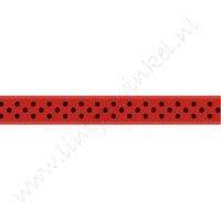 Satijnlint Stip10mm - Rood Zwart