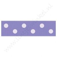 Satijnlint Stip 22mm - Lavendel Wit