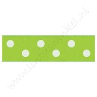 Satijnlint Stip 22mm - Appelgroen Wit