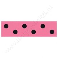 Satijnlint Stip 22mm - Pink Zwart