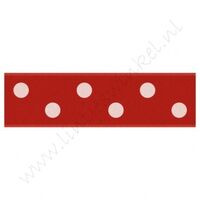 Satijnlint Stip 22mm - Rood Wit