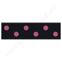 Satijnlint Stip 22mm - Zwart Pink